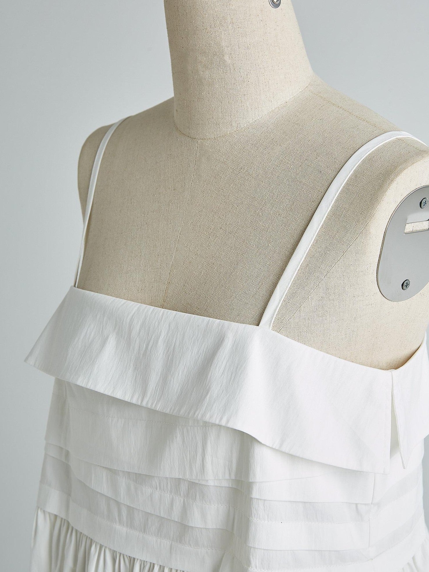FUSSED Mist White Layered Patchwork Irregular Pleated Zipper Women&