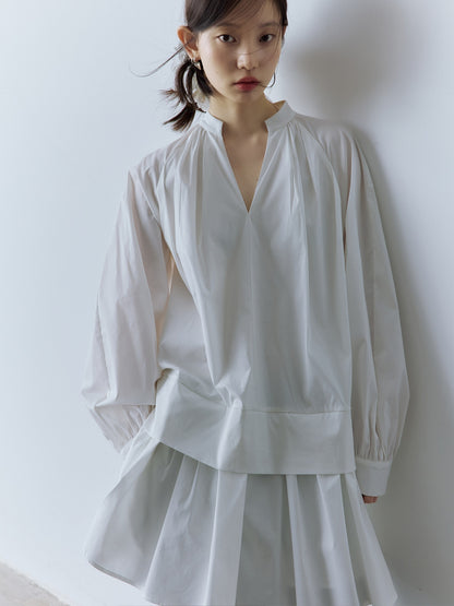 FUSSED Mist White Layered V-neck Women&