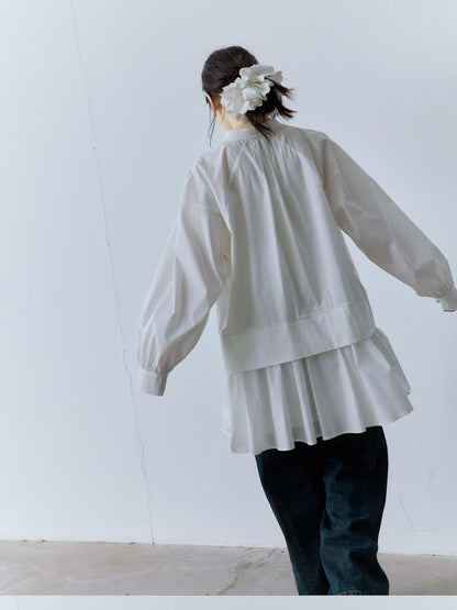 FUSSED Mist White Layered V-neck Women&