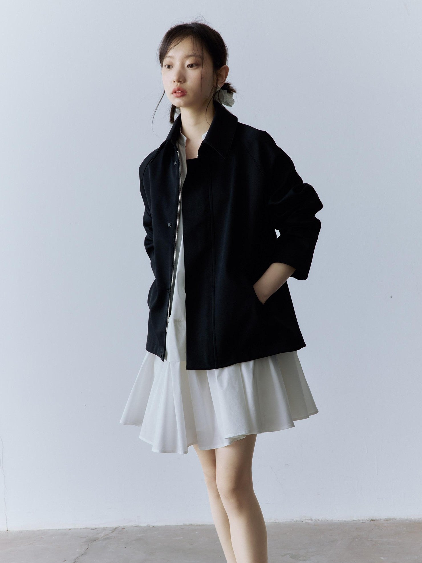 FUSSED Mist White Layered V-neck Women&