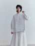 FUSSED Mist White Oversized Asymmetric Sleeve Cutout Splice Women&