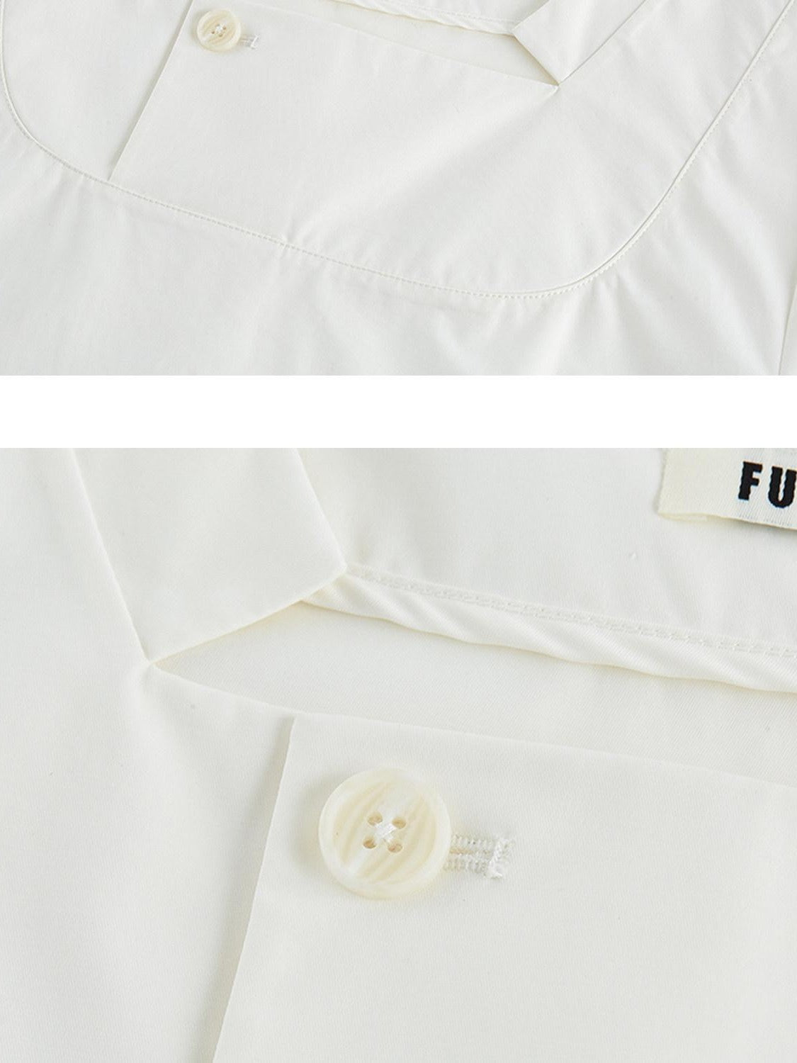 FUSSED Mist White Wool Lace Structured Shirt Collar Women&