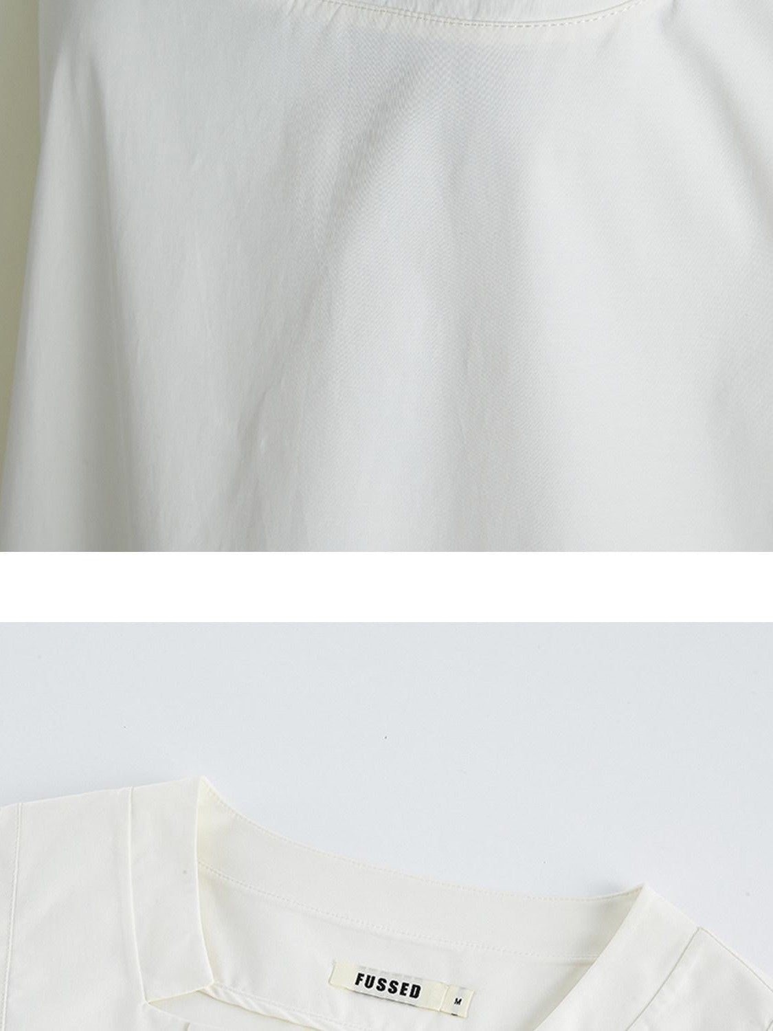 FUSSED Mist White Wool Lace Structured Shirt Collar Women&