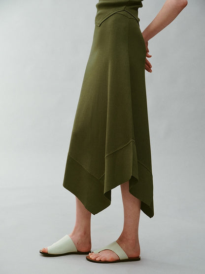 FUSSED_Misty_Green_Asymmetrical_Draped_Knit_Women&