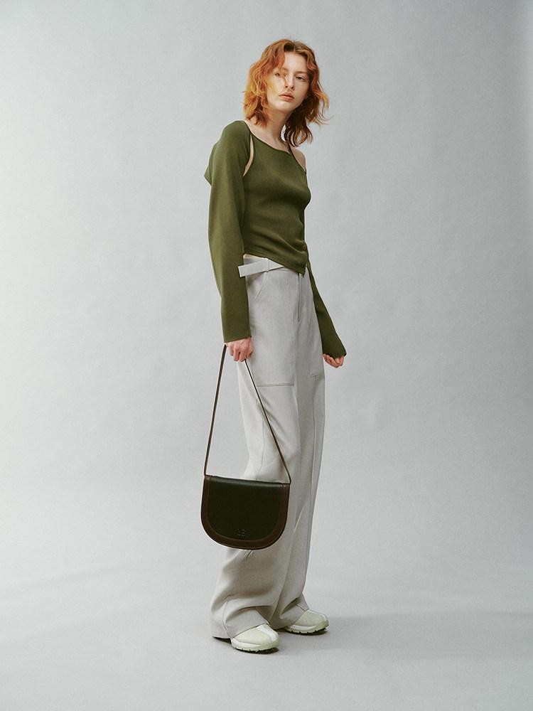 FUSSED Misty Green Asymmetrical Draped Knit Women&