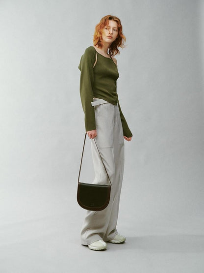 FUSSED Misty Green Asymmetrical Draped Knit Women&