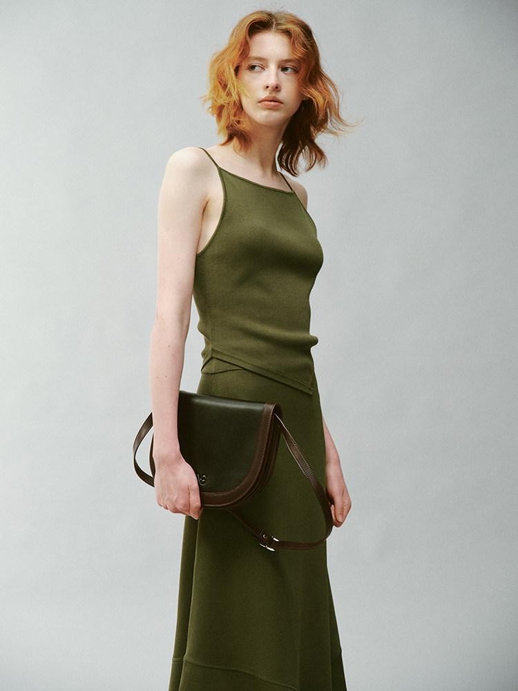 FUSSED Misty Green Asymmetrical Draped Knit Women&