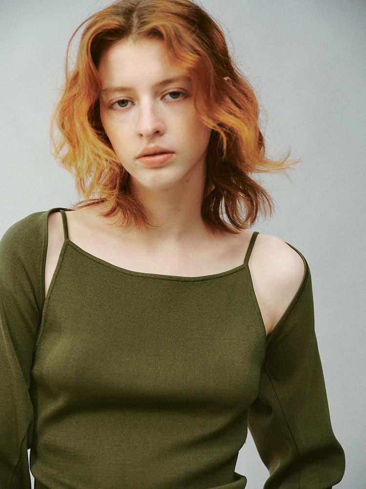 FUSSED Misty Green Asymmetrical Draped Knit Women&