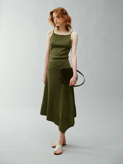 FUSSED Misty Green Asymmetrical Draped Knit Women&