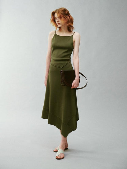 FUSSED Misty Green Asymmetrical Draped Knit Women&