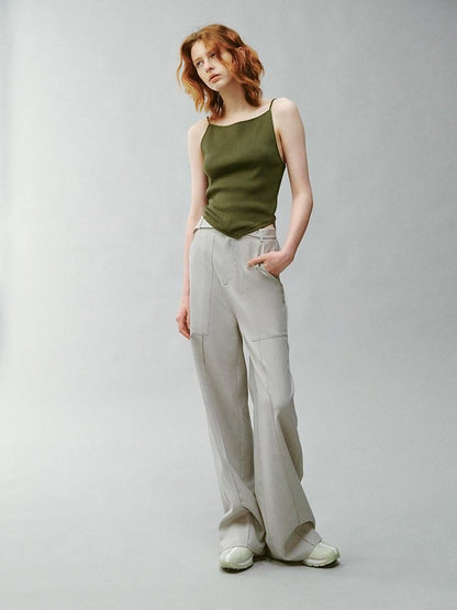 FUSSED Misty Green Asymmetrical Draped Knit Women&