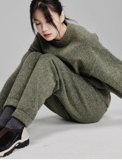 FUSSED Misty Green Double Thread Knit Women&