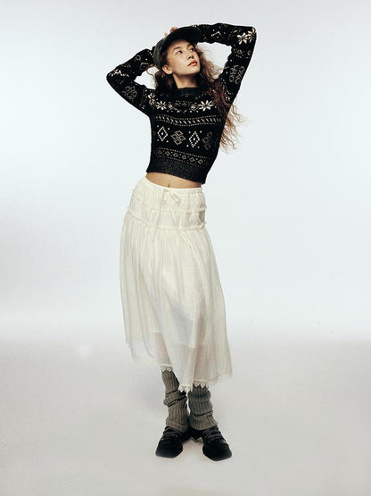 FUSSED Misty Romance Textured Layered Chiffon Maxi Skirt