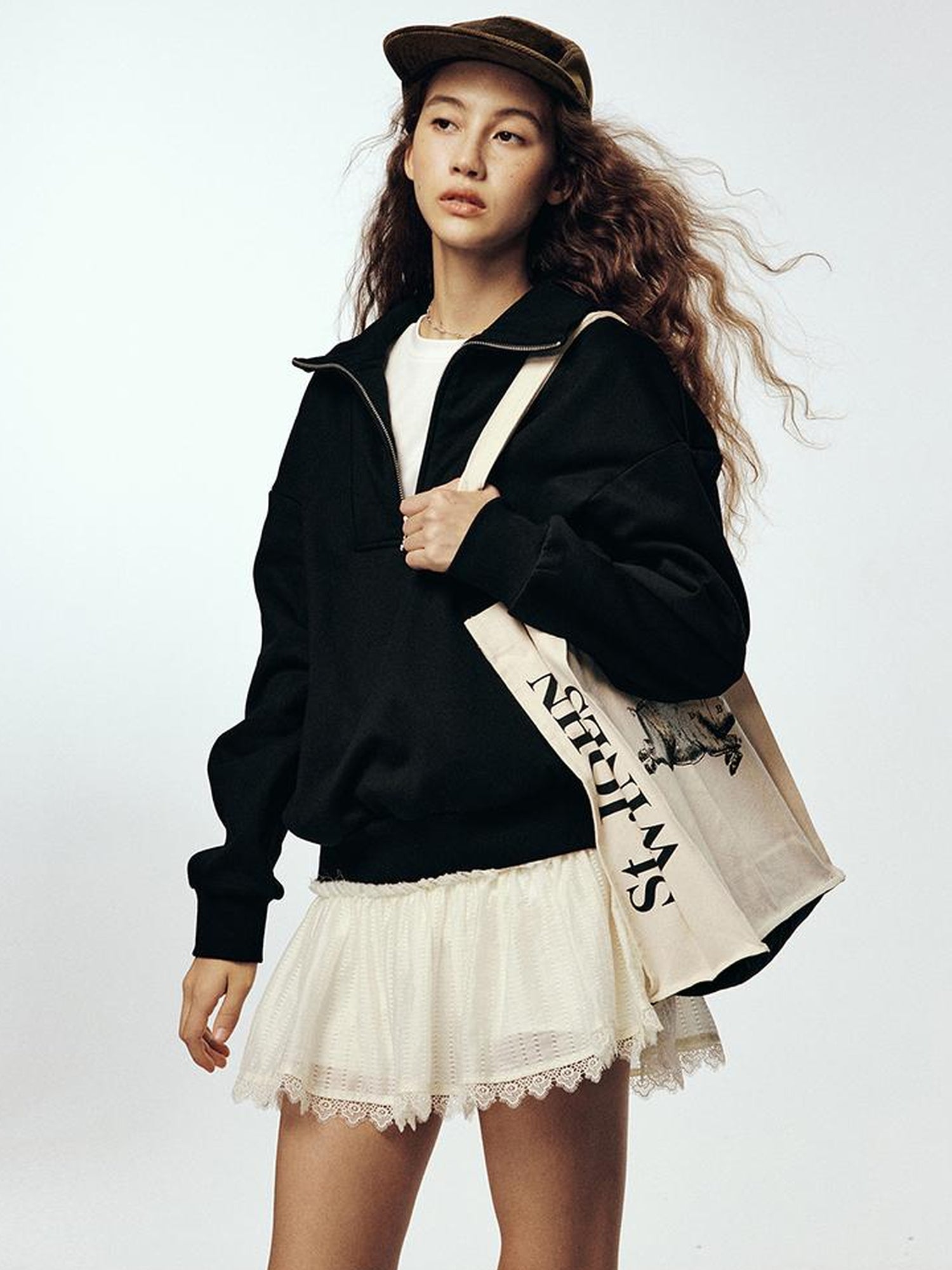 FUSSED Misty Romance Textured Milk White Layered Sheer Mini Skirt