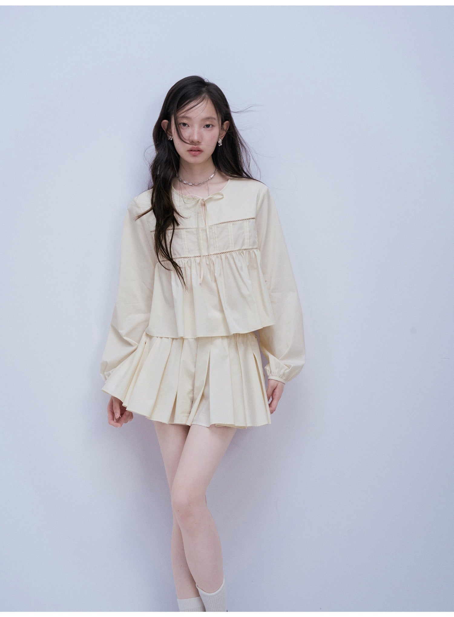FUSSED_Misty_White_Pin_Tuck_Lace_Splice_Puff_Sleeve_Women&