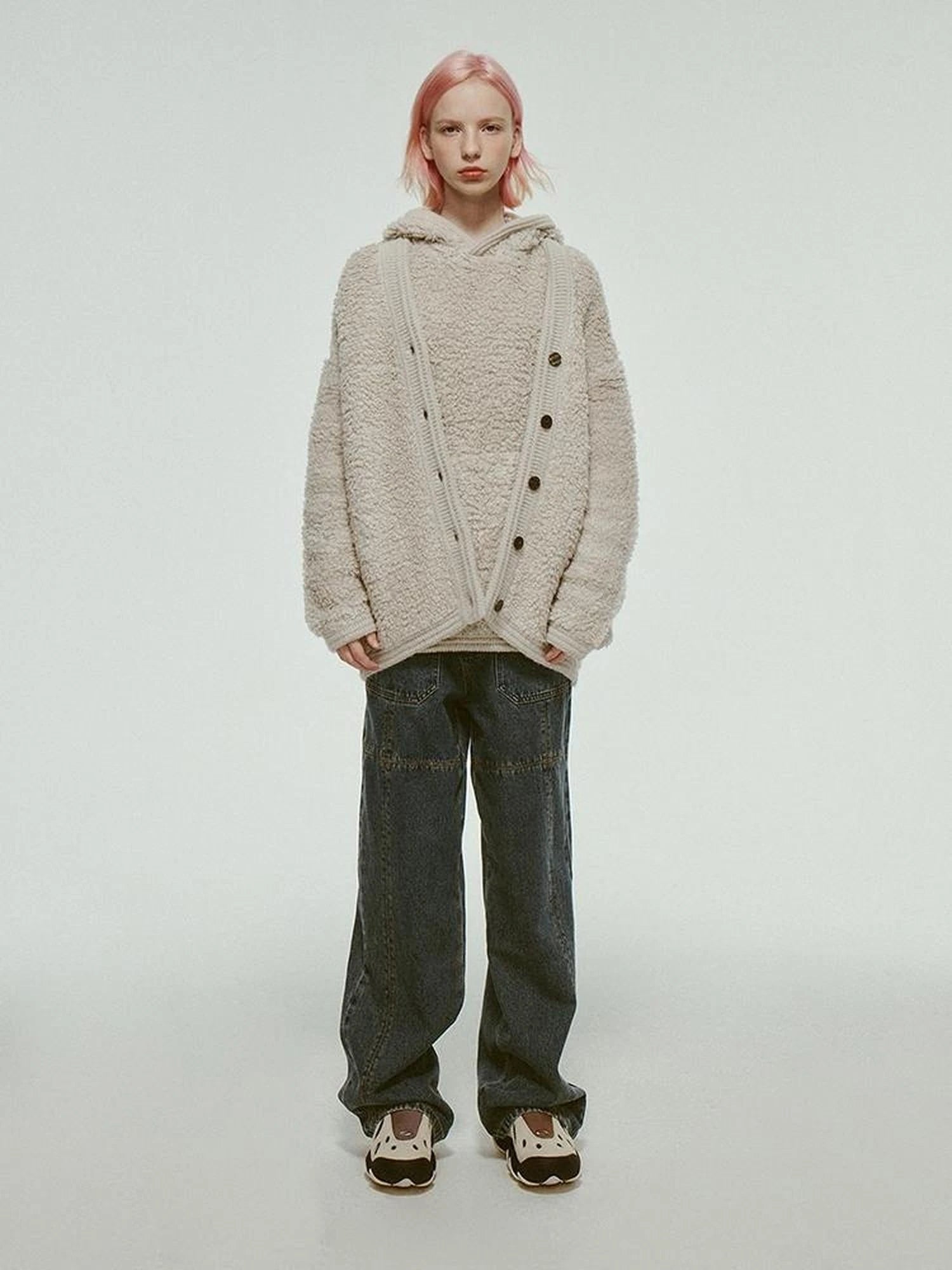 Misty Wool Loop Knit Cardigan V-neck T-shirt Long Sleeve