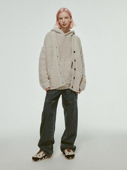 Misty Wool Loop Knit Cardigan V-neck T-shirt Long Sleeve