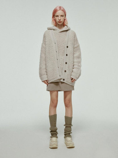 FUSSED Misty Wool Loop Knit Cardigan V-neck T-shirt Long Sleeve