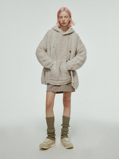 FUSSED Misty Wool Loop Knit Cardigan V Neck T Shirt Long Sleeve