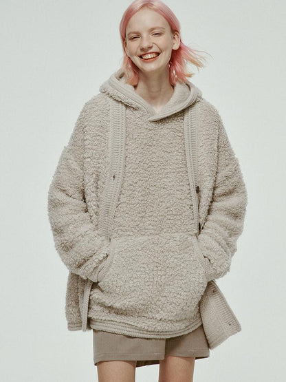 FUSSED Misty Wool Loop Knit Cardigan V Neck T Shirt Long Sleeve