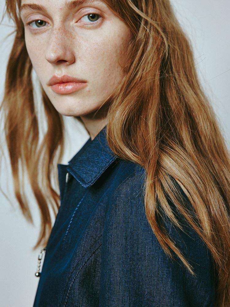 FUSSED Modern Blue Corduroy Faux Denim Slim Fit Women&
