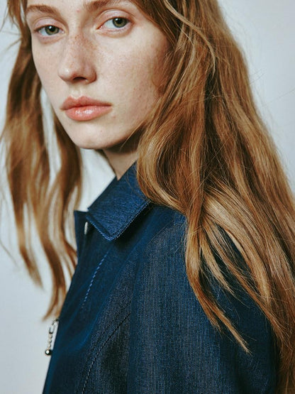 FUSSED Modern Blue Corduroy Faux Denim Slim Fit Women&