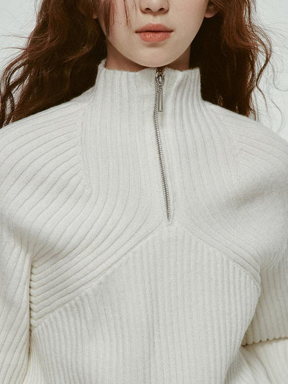 FUSSED Mohair Blend High Neck Zip Up Sweater