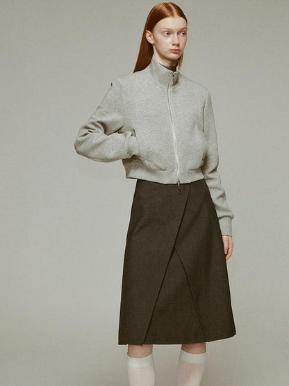 FUSSED Mohair Blend High Neck Zip Up Sweater