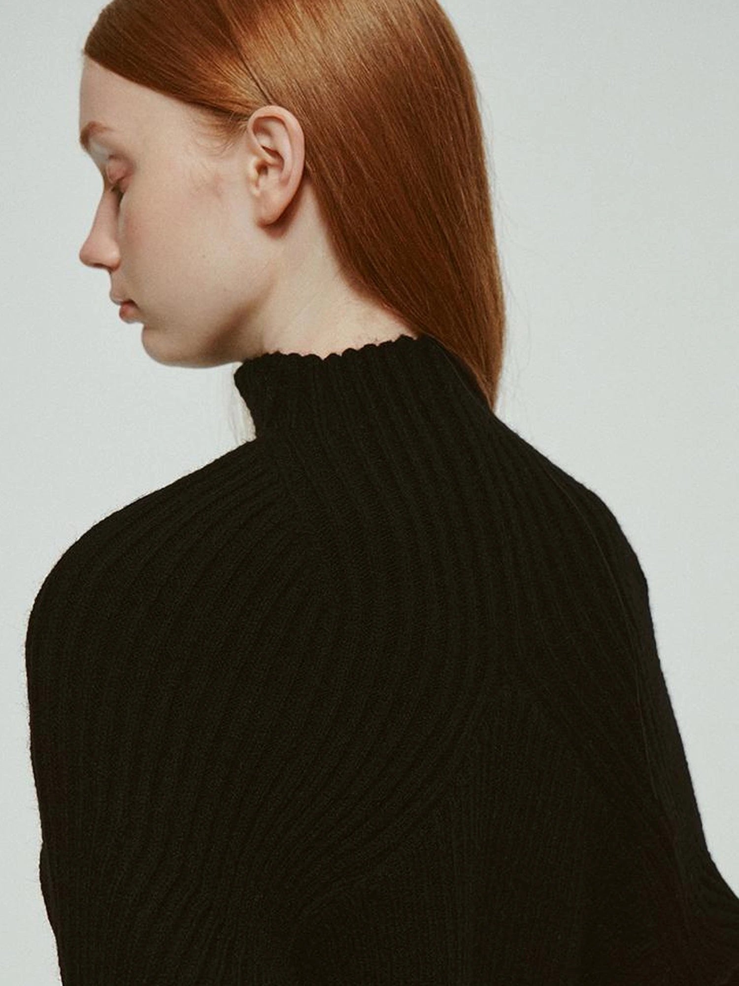 Mohair Blend High Neck Zip Up Sweater