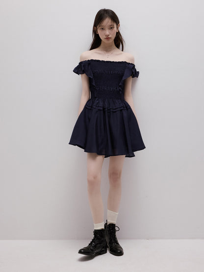 FUSSED Moon Blue Ruching Layered Tie Convertible Women&