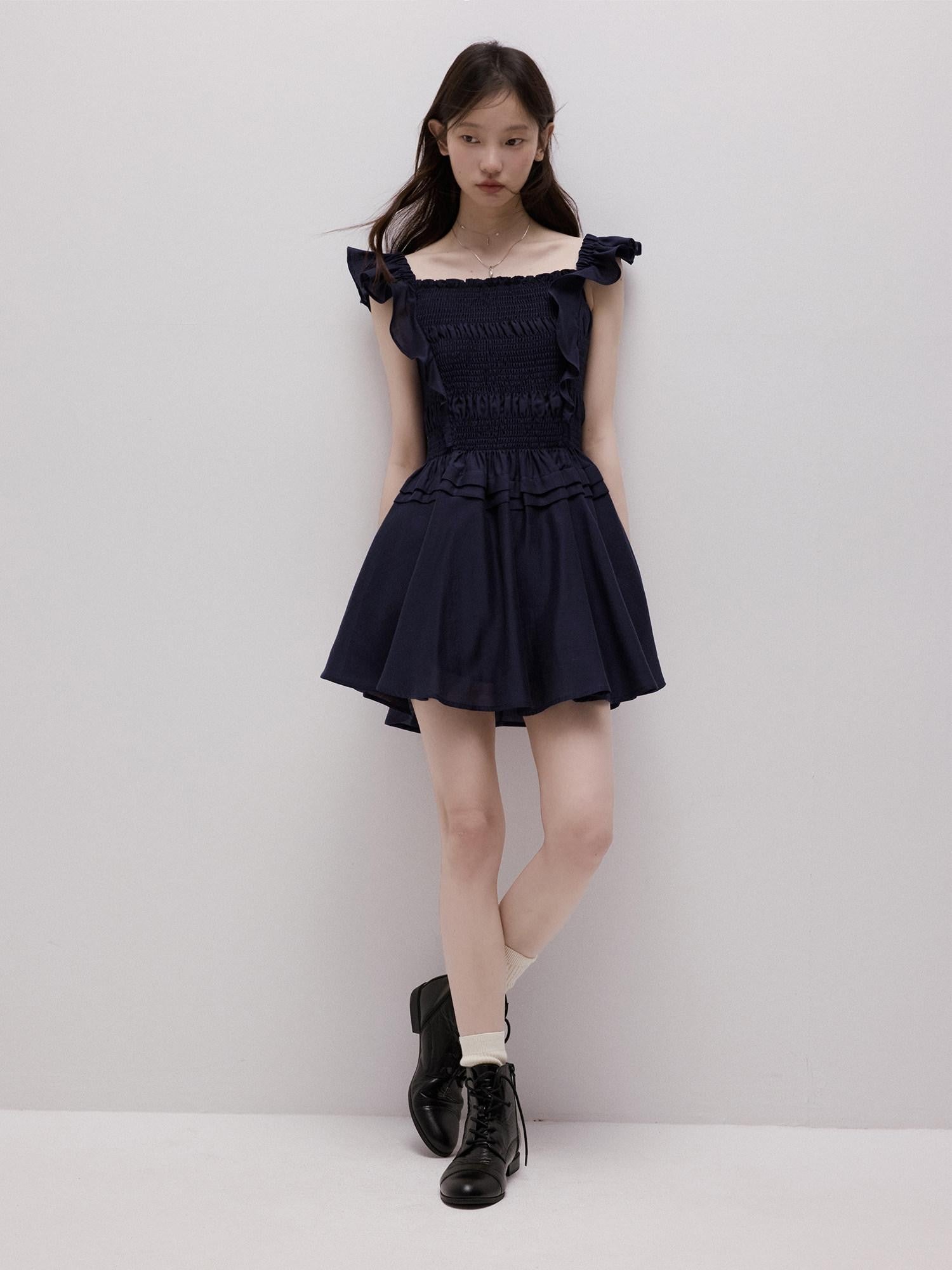 FUSSED Moon Blue Ruching Layered Tie Convertible Women&
