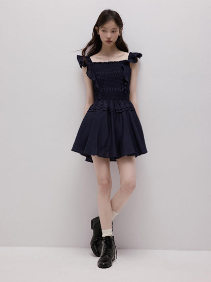 FUSSED Moon Blue Ruching Layered Tie Convertible Women&