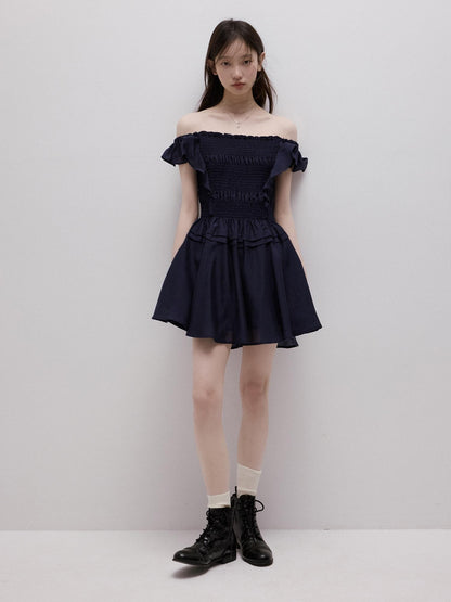 FUSSED Moon Blue Ruching Layered Tie Convertible Women&