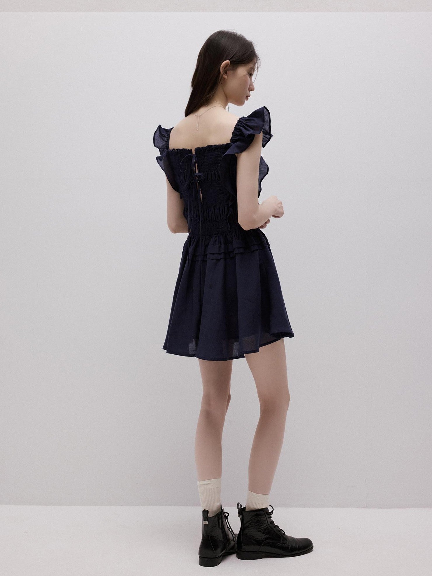 FUSSED Moon Blue Ruching Layered Tie Convertible Women&