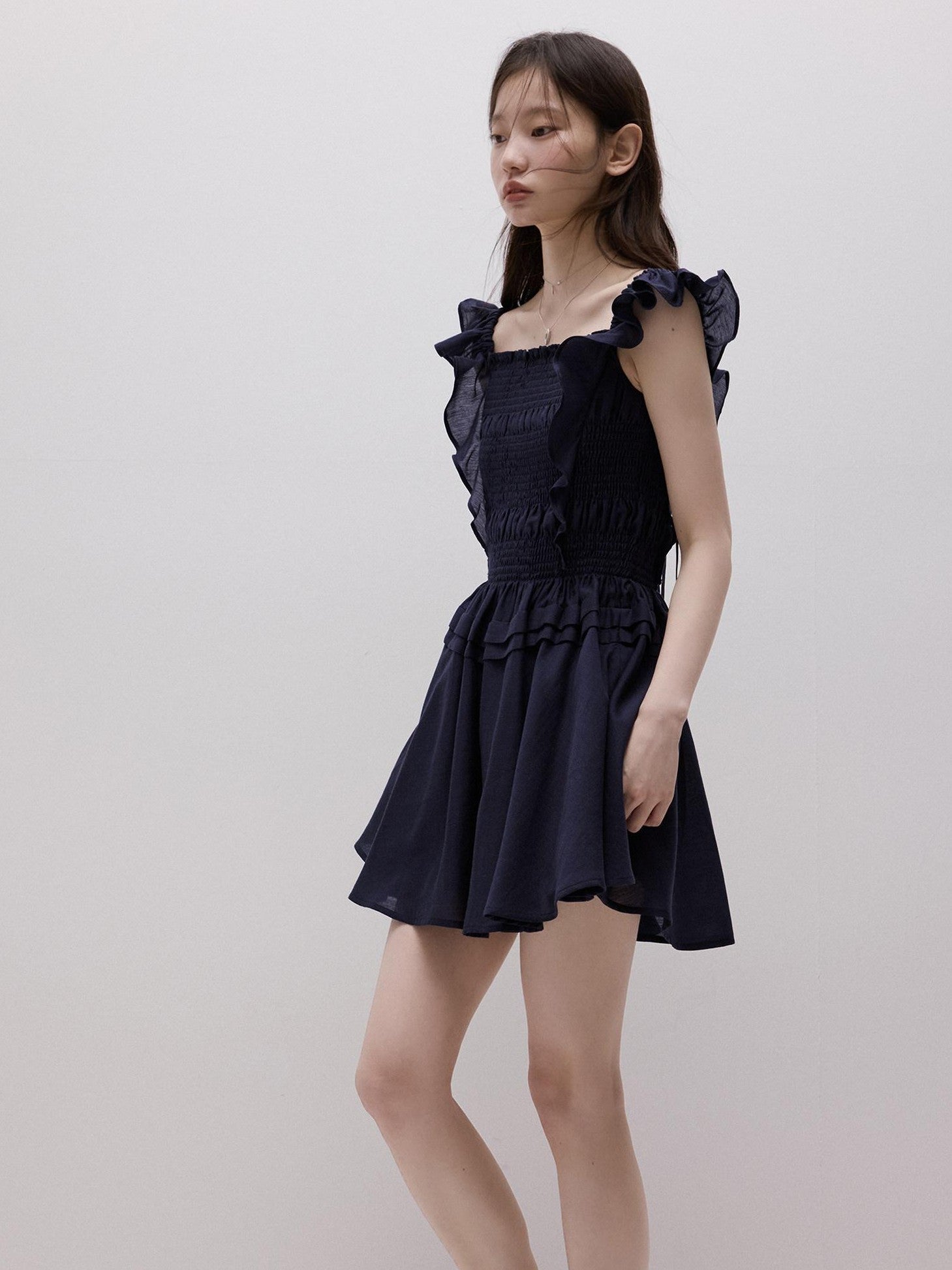 FUSSED Moon Blue Ruching Layered Tie Convertible Women&