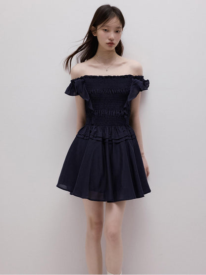 FUSSED Moon Blue Ruching Layered Tie Convertible Women&