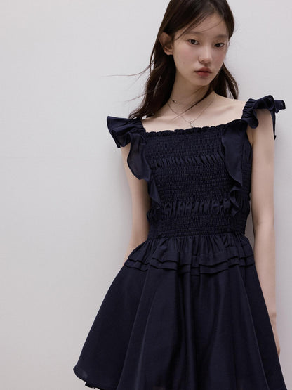 FUSSED Moon Blue Ruching Layered Tie Convertible Women&