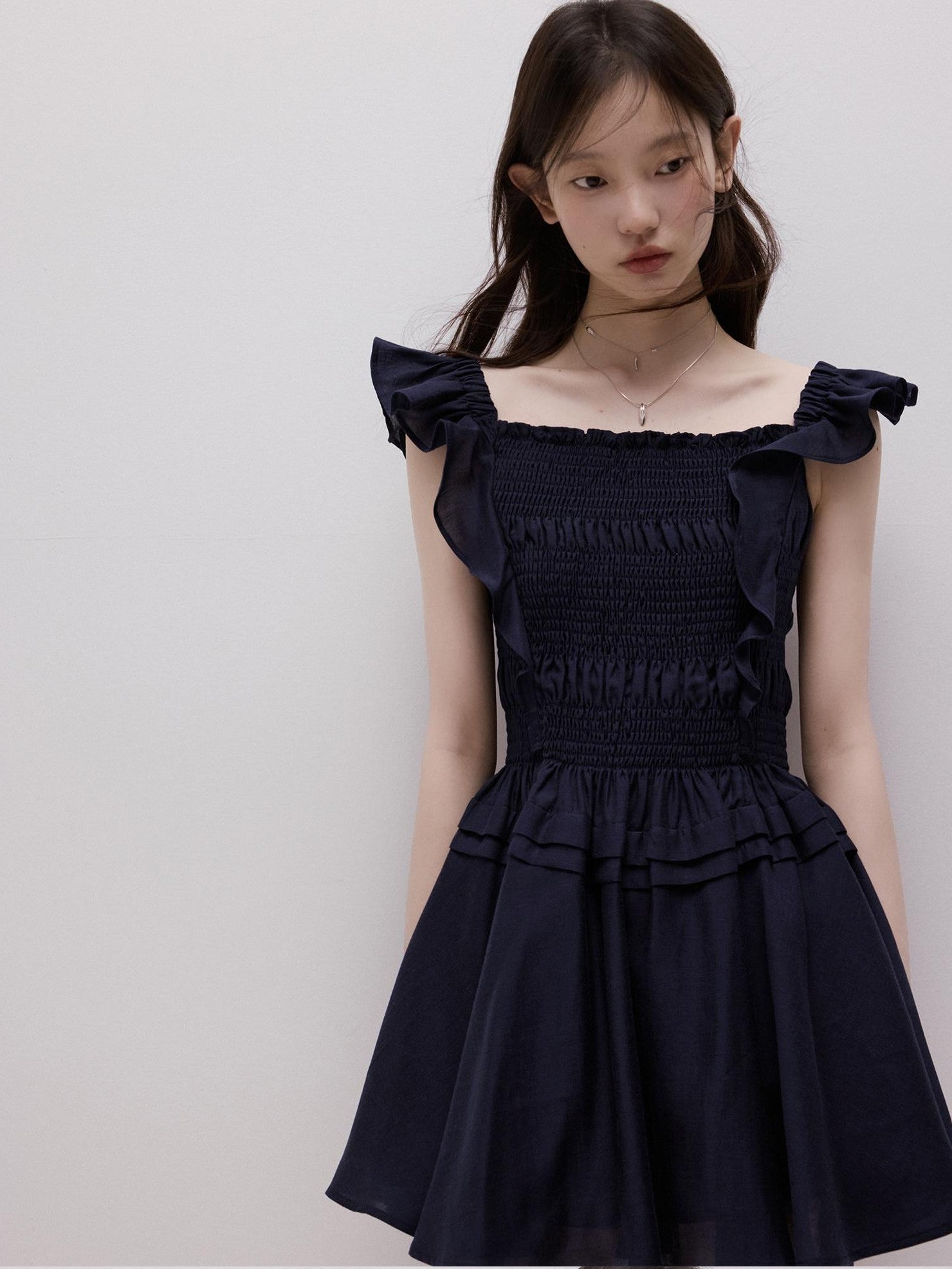 FUSSED Moon Blue Ruching Layered Tie Convertible Women&