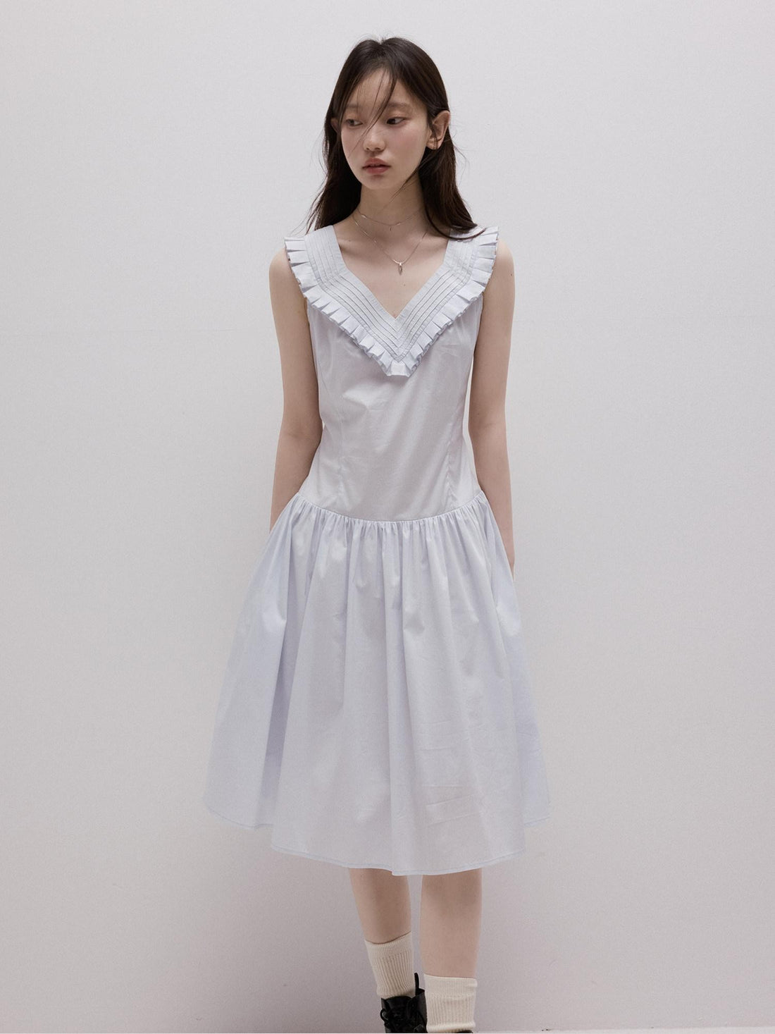 FUSSED Moonlight Blue Layered Pintuck Heavy Splice Women&