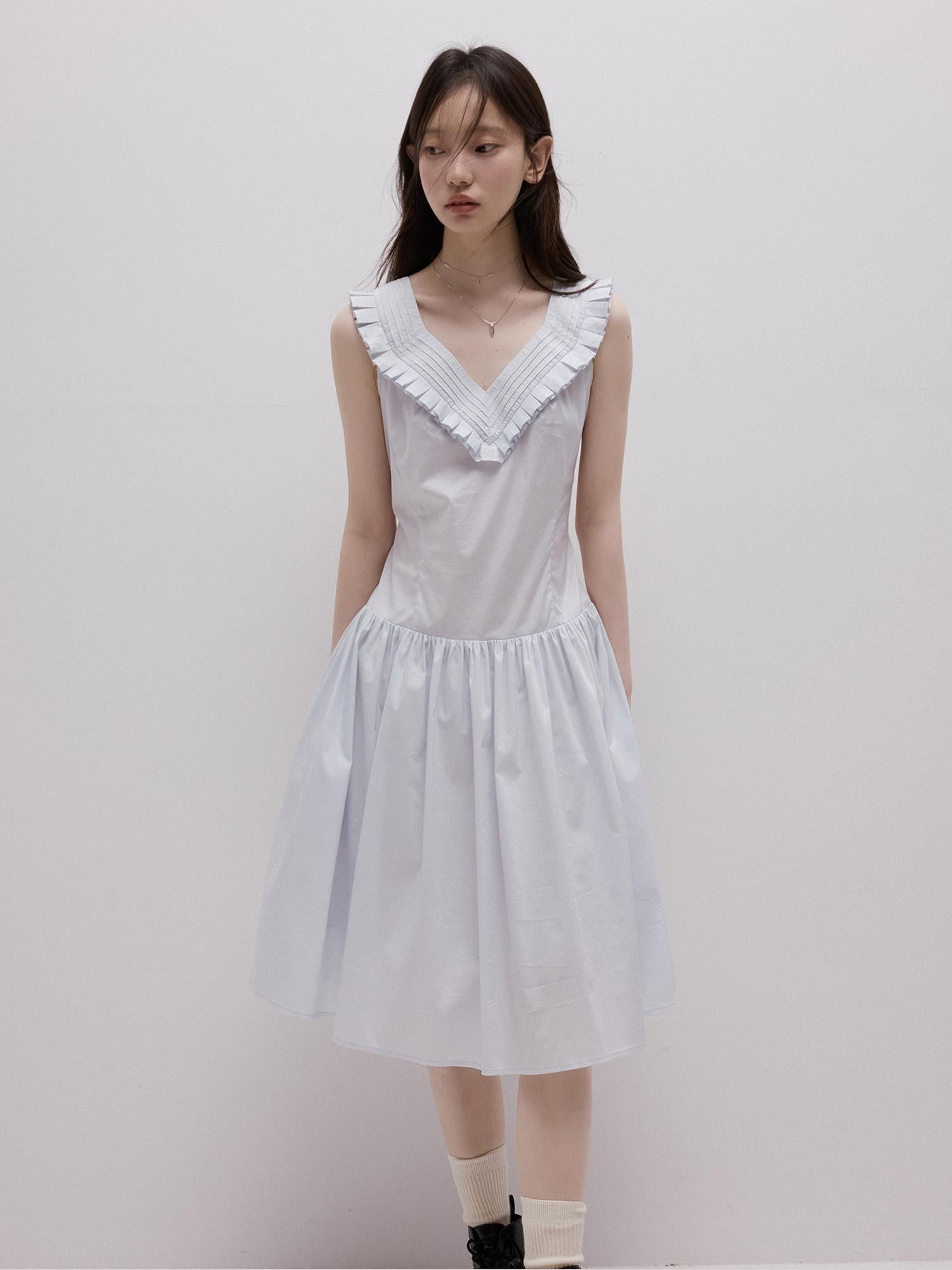 FUSSED Moonlight Blue Layered Pintuck Heavy Splice Women&