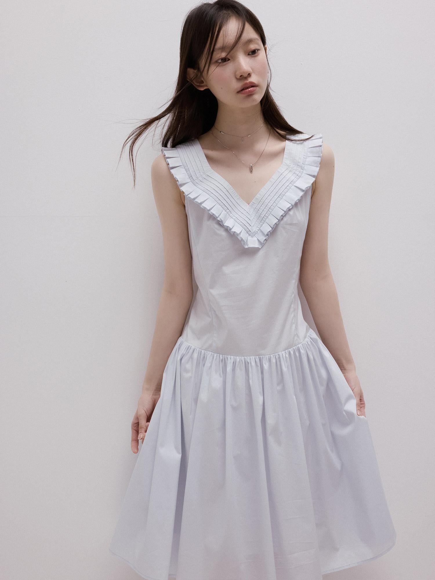 FUSSED Moonlight Blue Layered Pintuck Heavy Splice Women&