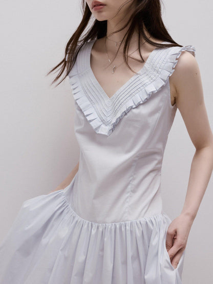 FUSSED Moonlight Blue Layered Pintuck Heavy Splice Women&