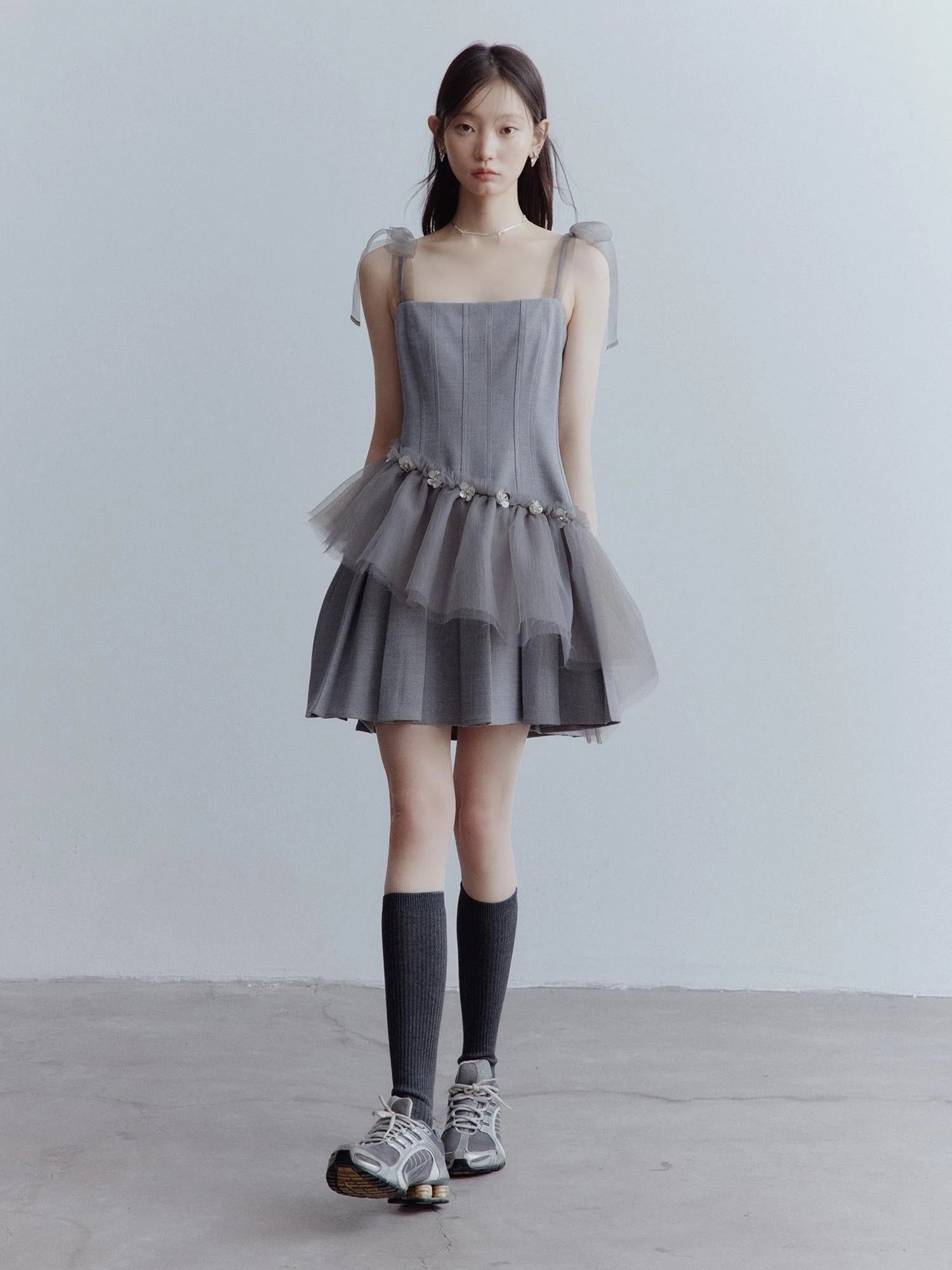 Moonlit Sprite Deconstructed Pleated Mesh Dress