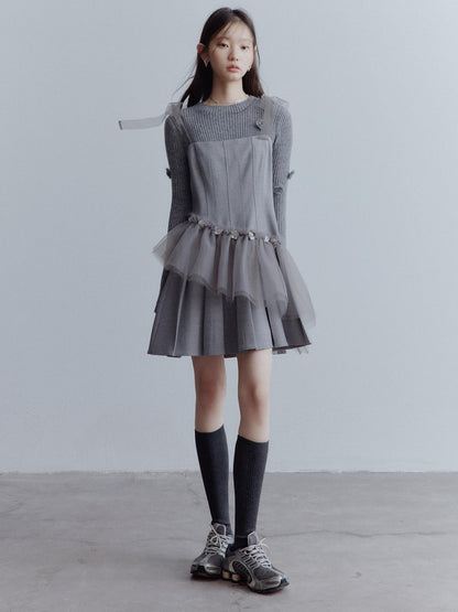 FUSSED Moonlit Sprite Deconstructed Pleated Mesh Dress