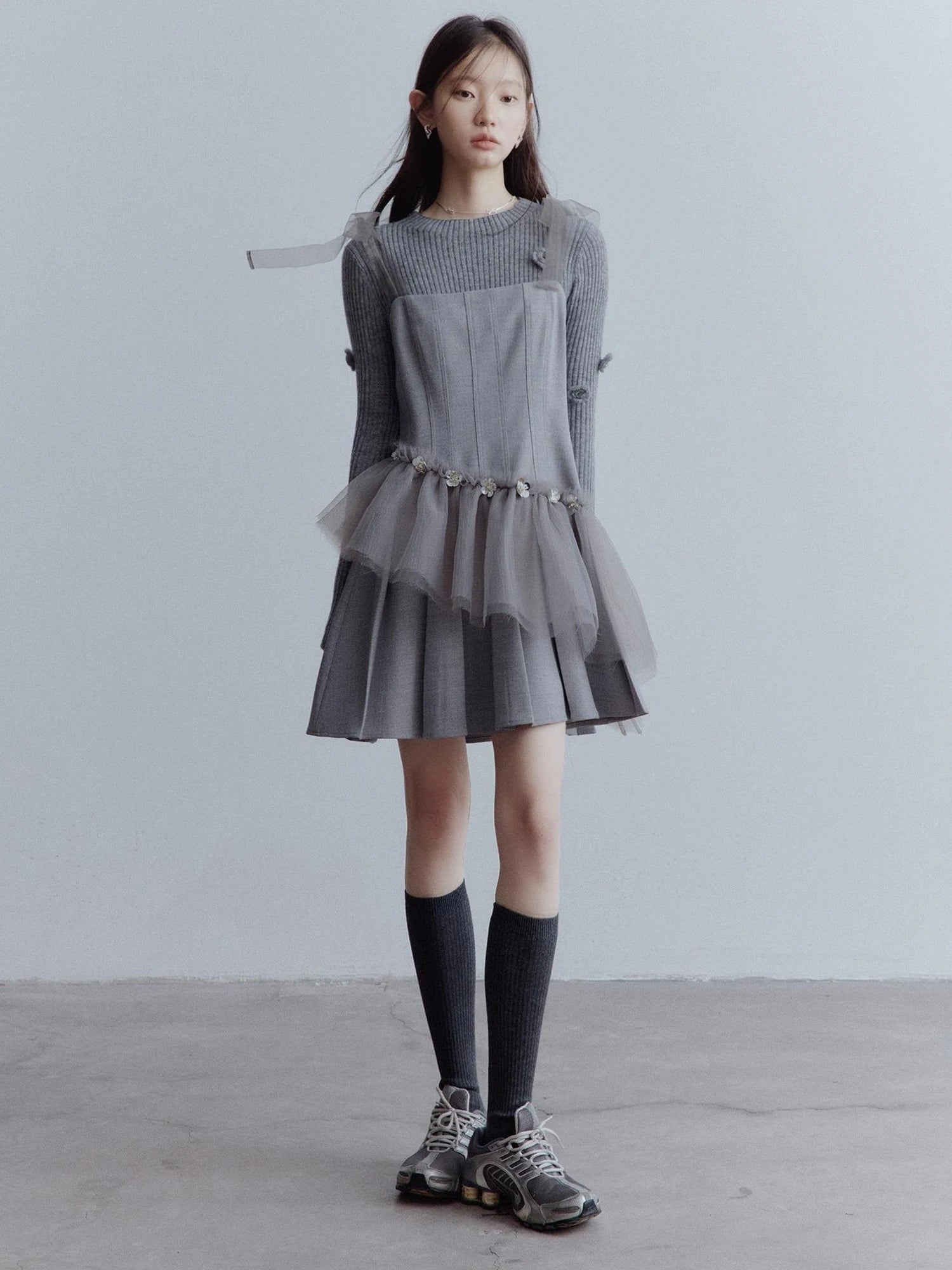 Moonlit Sprite Deconstructed Pleated Mesh Dress