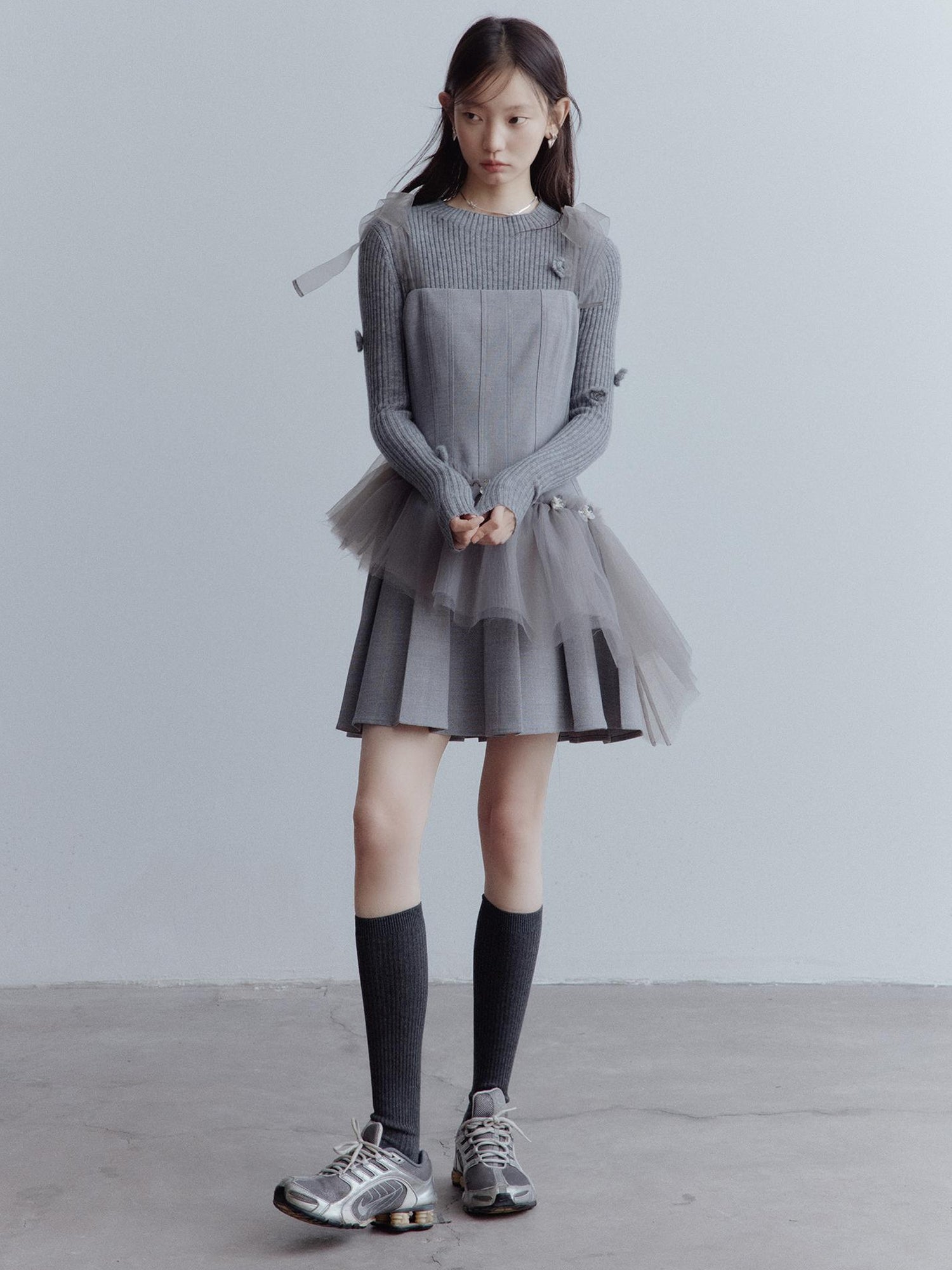 FUSSED Moonlit Sprite Deconstructed Pleated Mesh Dress