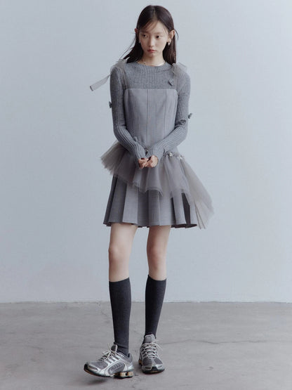 Moonlit Sprite Deconstructed Pleated Mesh Dress