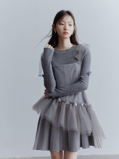 FUSSED Moonlit Sprite Deconstructed Pleated Mesh Dress