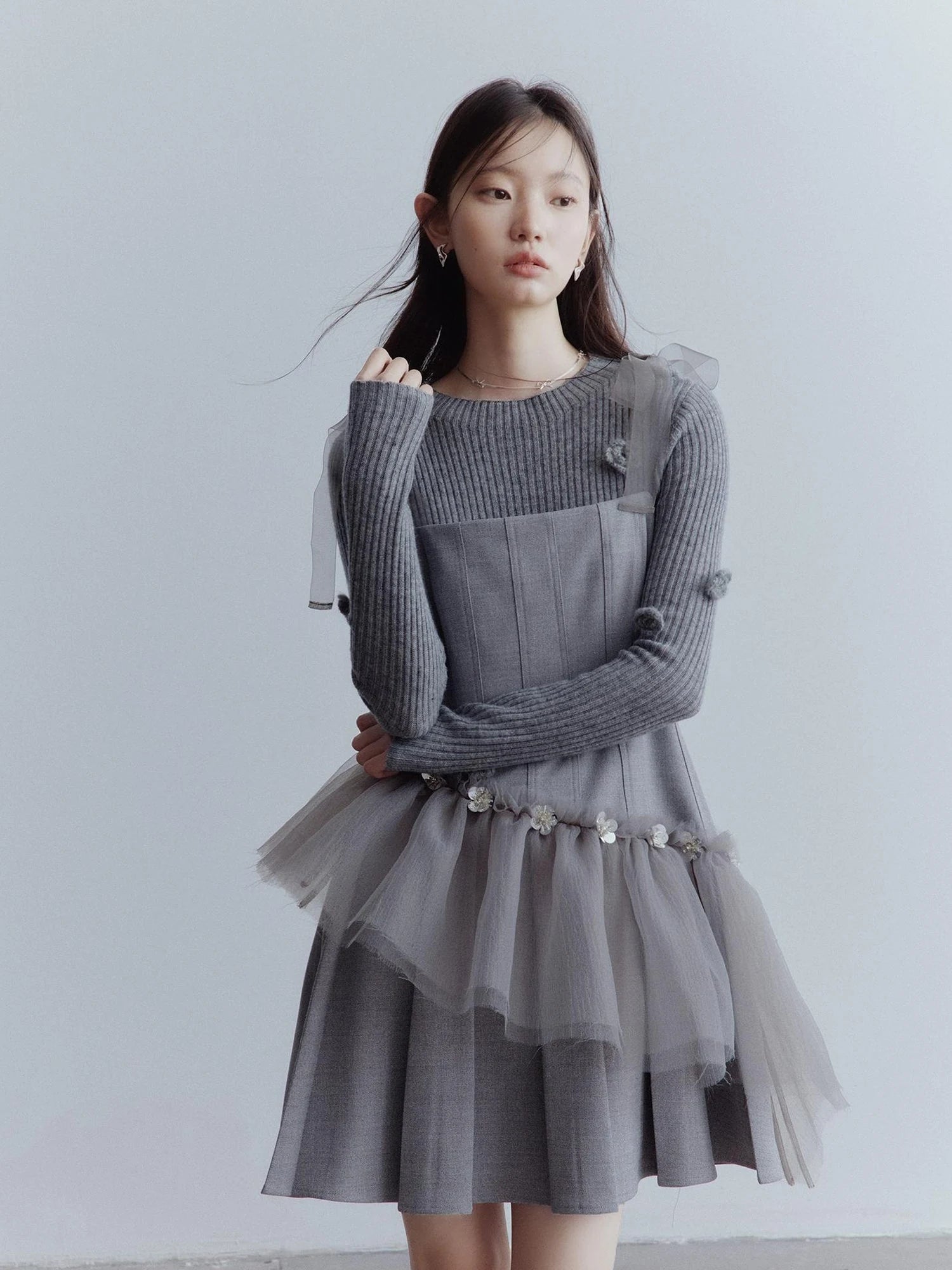 Moonlit Sprite Deconstructed Pleated Mesh Dress