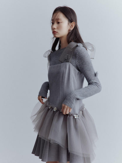 FUSSED Moonlit Sprite Deconstructed Pleated Mesh Dress